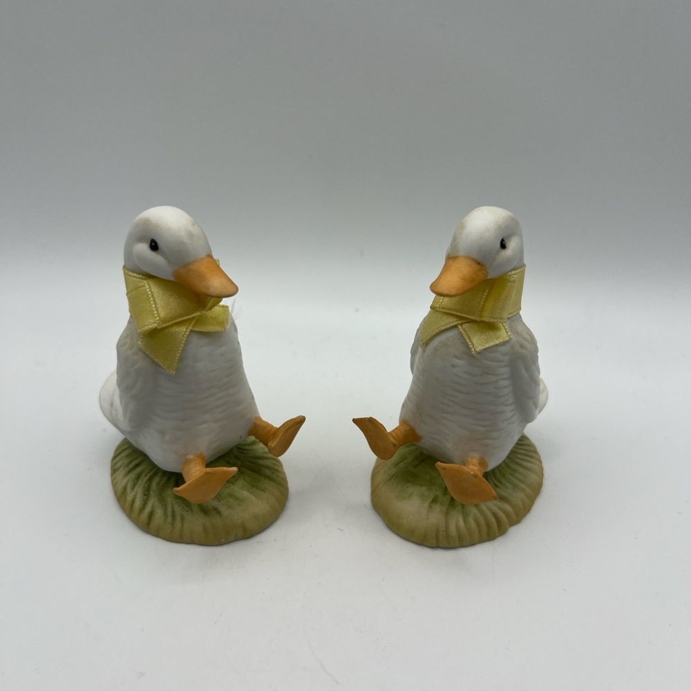 Charming White and Orange Duck Figurines by Lefton China